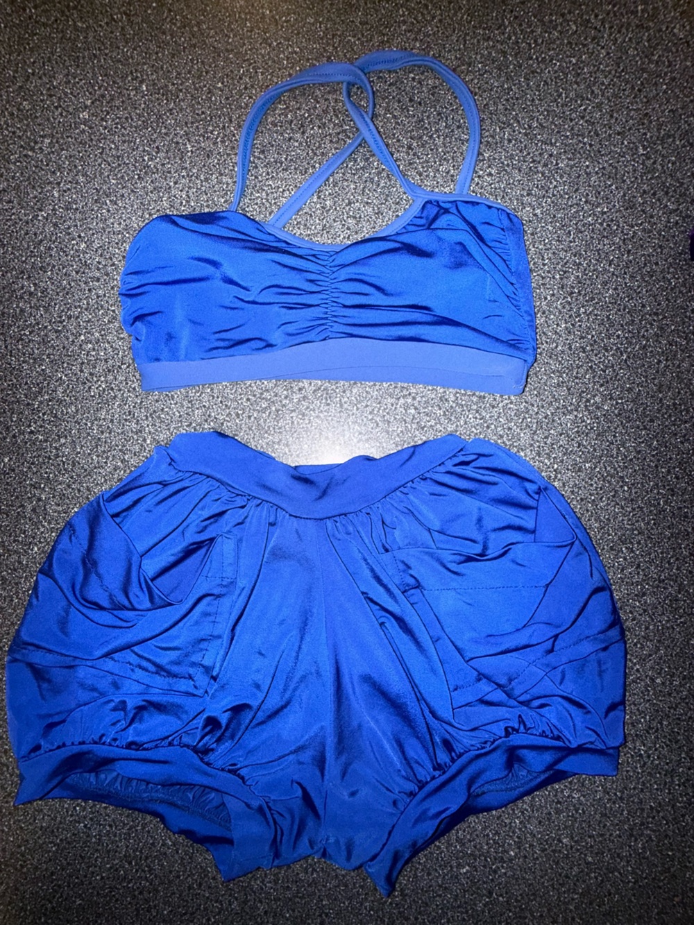 Blue Water 2 Piece Electric Blue Dance Set Size Child Large/X-Large ** see pics
